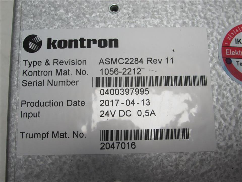 Trumpf Kontron LASER-CONTROL ASMC2284 1056-2212 REV. 11 ASMC 2284 ÜBERHOLT
